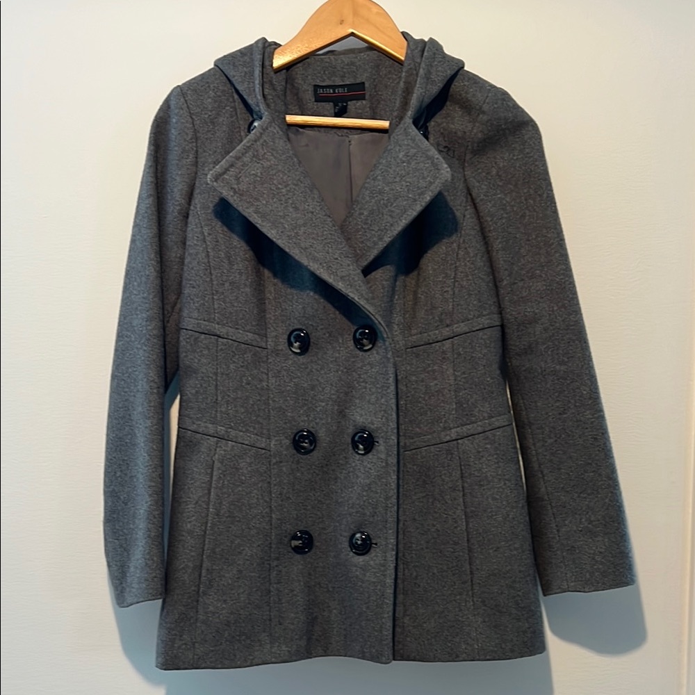 Jason Kole Dark Gray Double-Breasted Women's Peacoat XS